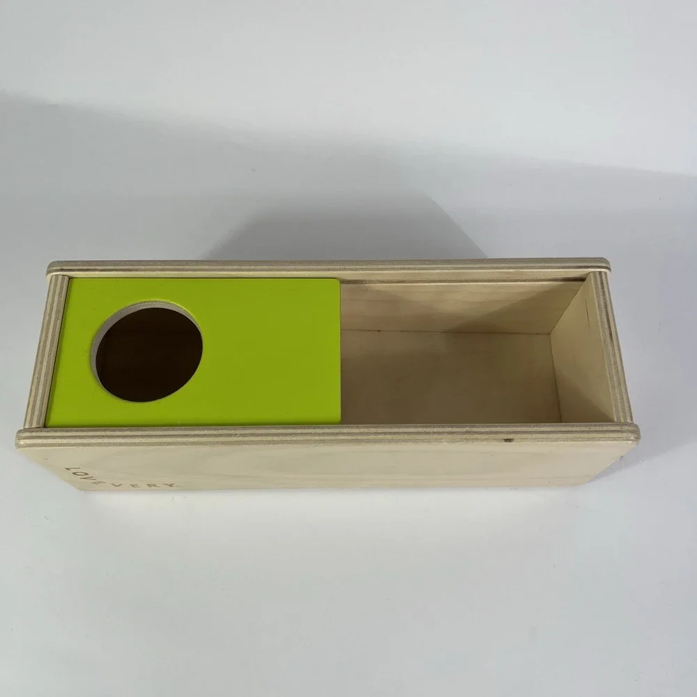Lovevery wooden‎ sliding top box (ball missing) thinker play kit montessori